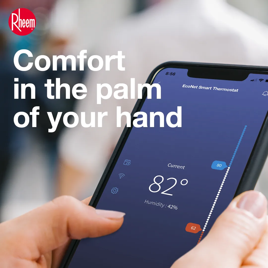 Rheem EcoNet smart thermostat — control your home AC from your phone